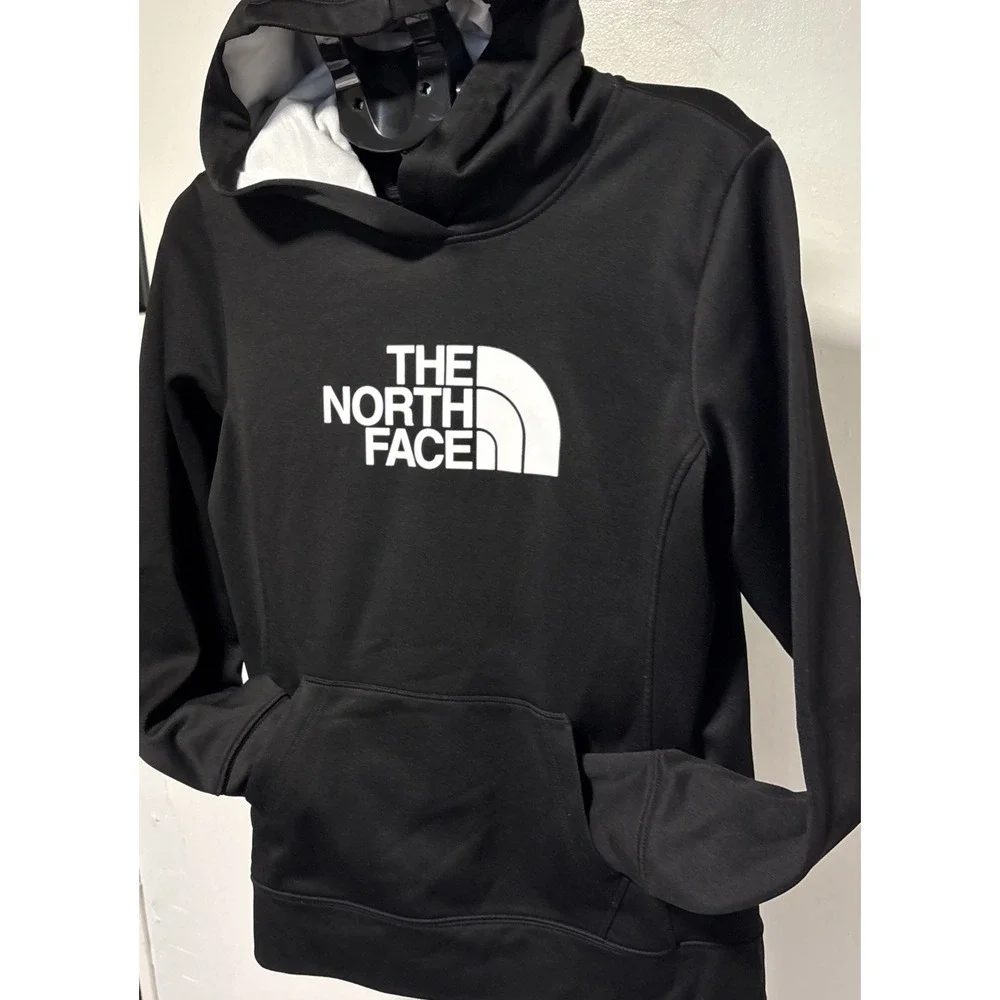The North Face Hoodie Mens Large Black Pullover Fleece Sweatshirt Big Logo